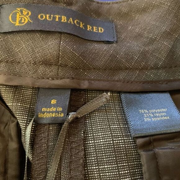 Outback Red Rolled Cuff Brown Wide leg Trousers Pants Size 8 - Picture 10 of 12